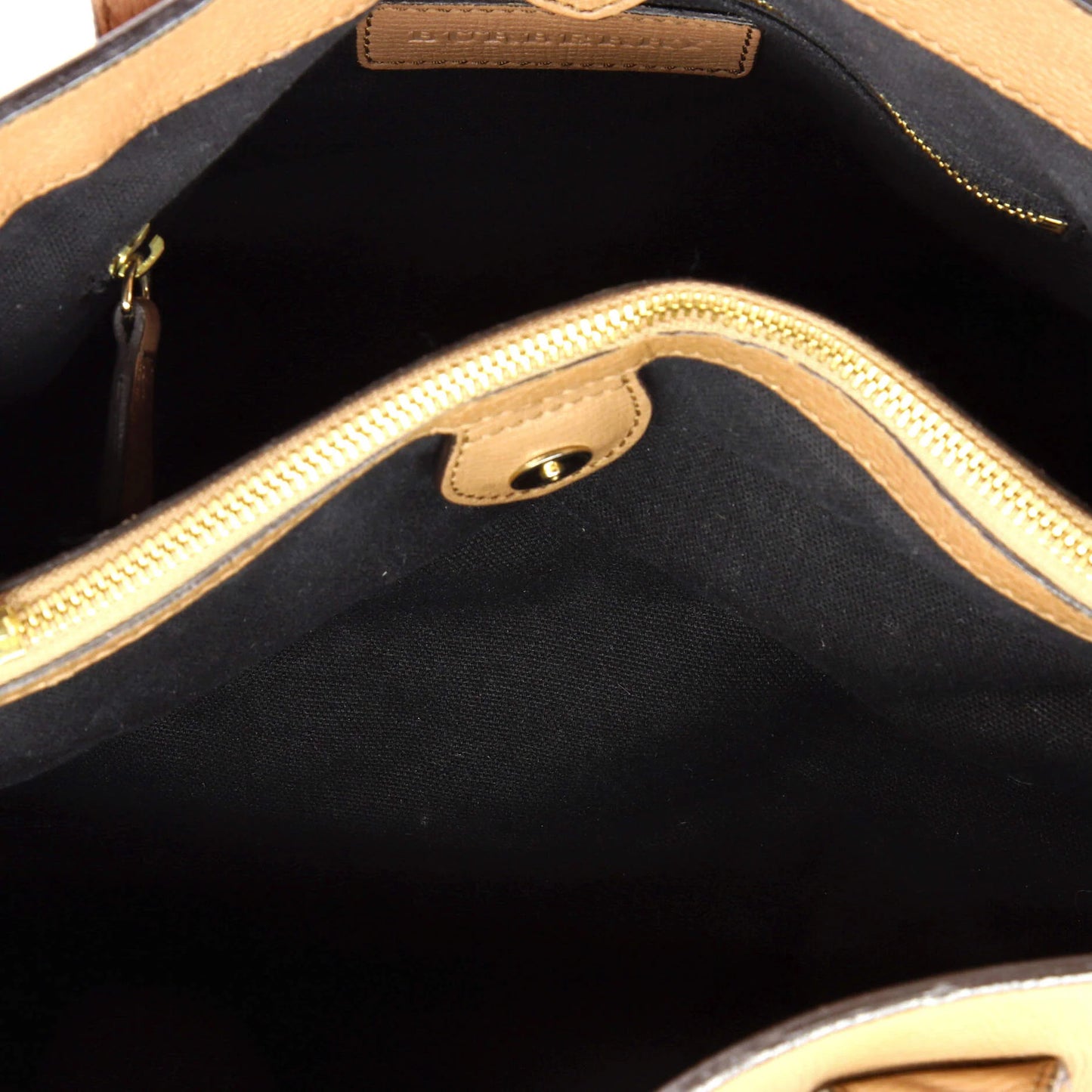 Burberry Banner Tote Leather And House Check Canvas Medium