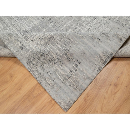 8'1"X8'1" Gray Undyed Natural Wool Modern Hand Knotted Square Rug