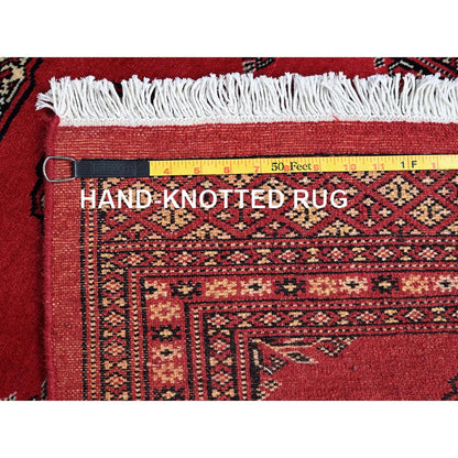 2'6"X12'5" Ajax Red Princess Bokara Soft Wool Hand Knotted Runner Rug