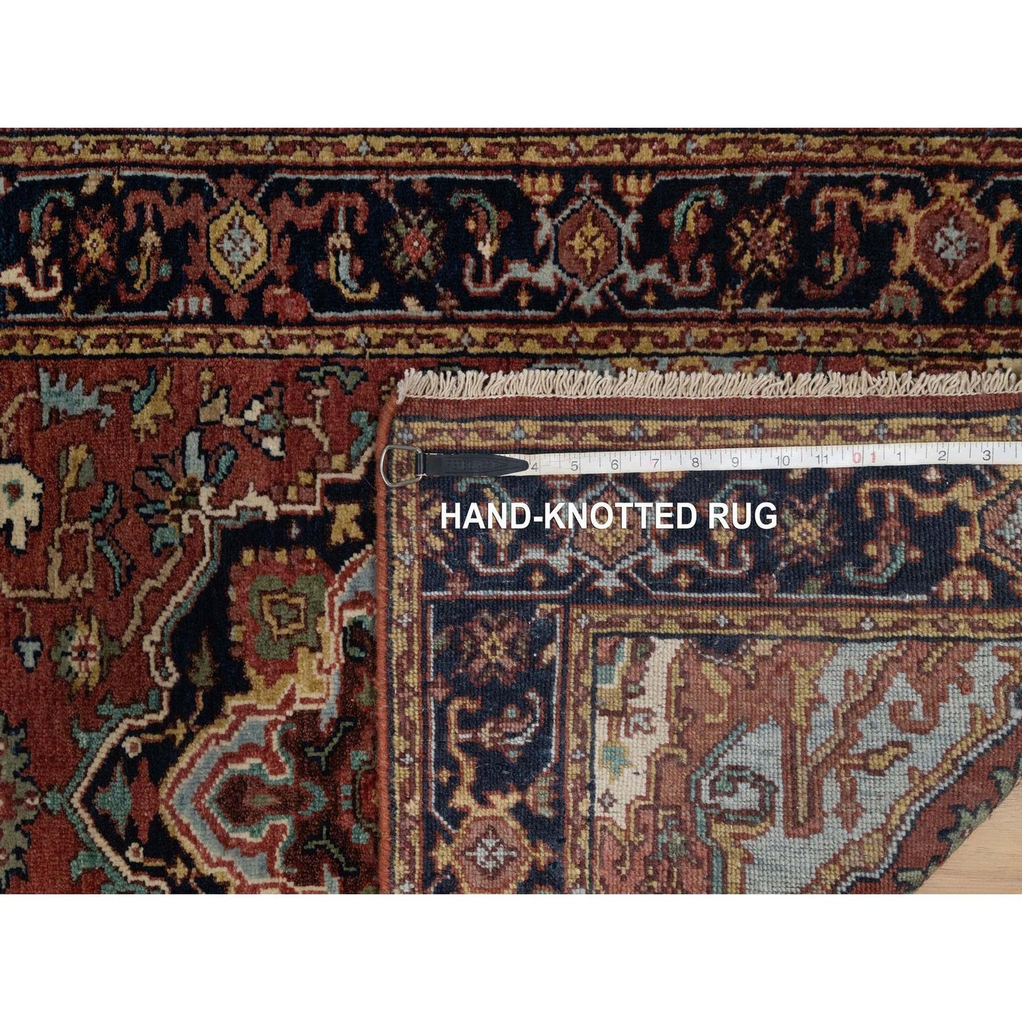 2'7"X6'1" Red Antiqued Heris Re-Creation All Wool Hand Knotted Runner Rug