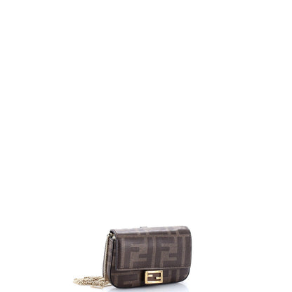 Fendi Chain Baguette Charm Bag Zucca Canvas Nano
