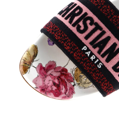 Christian Dior Women'S Dway Flat Sandals Embroidered Canvas