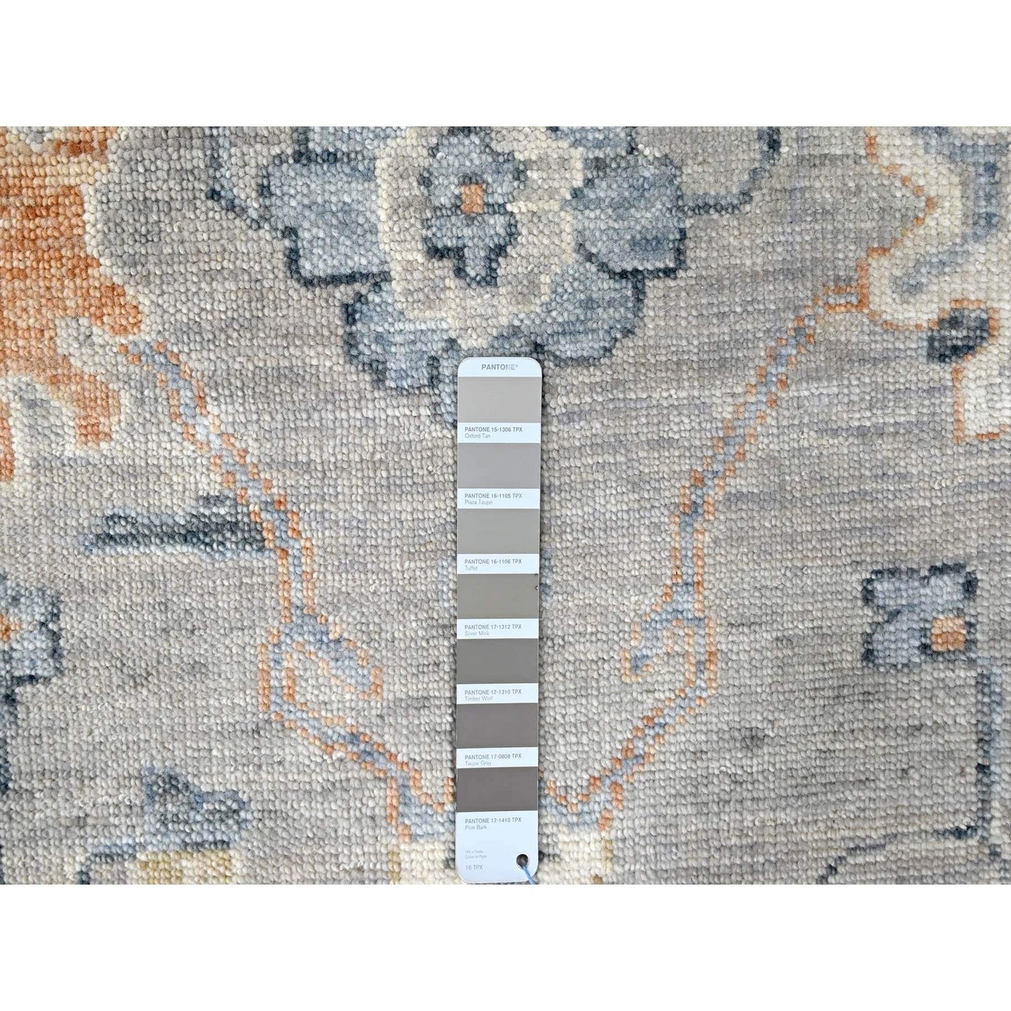 11'6"X15' Coin Gray Oushak Design Organic Wool Hand Knotted Oversized Rug