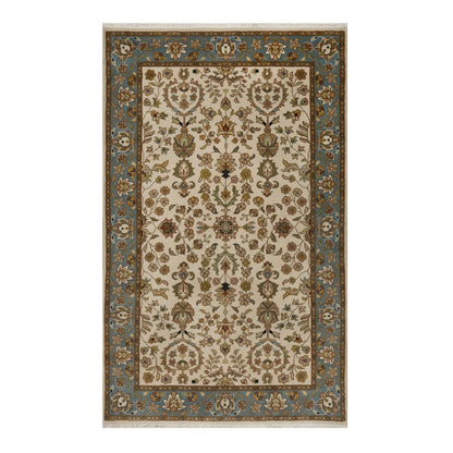3'X5' Ivory 300 Kpsi New Zealand Wool Kishoon Design Hand Knotted Rug
