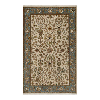 3'X5' Ivory 300 Kpsi New Zealand Wool Kishoon Design Hand Knotted Rug