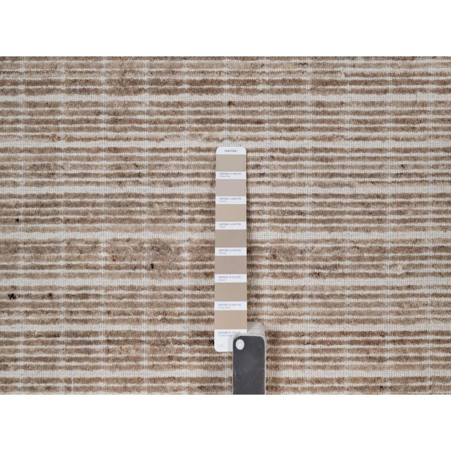 10'X14' Sand Brown Modern Plain Decor Box Design Loomed Knotted Wool Rug