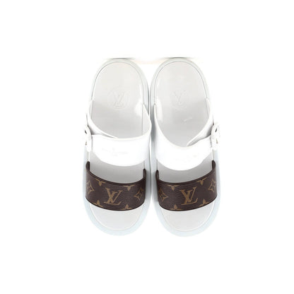 Louis Vuitton Women'S Sunbath Flat Mule Sandals Monogram Canvas And Rubber