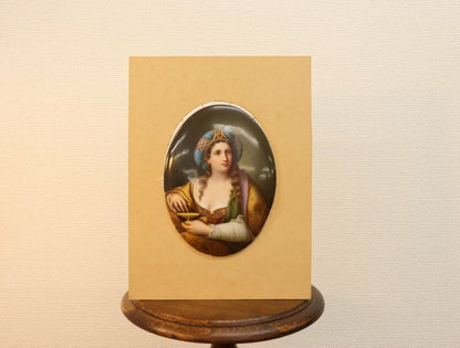 Kpm Berlin Porcelain Plaque Painting - Woman Beauty In Pearl Engraved Framed