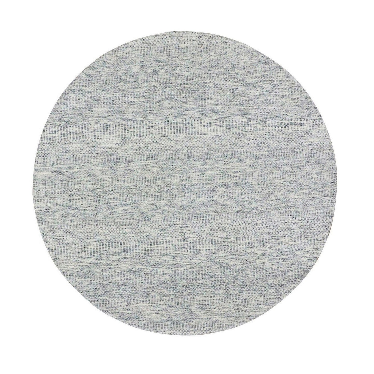 6'X6' Silver Chalice Gray Undyed Wool Grass Design Hand Knotted Round Rug