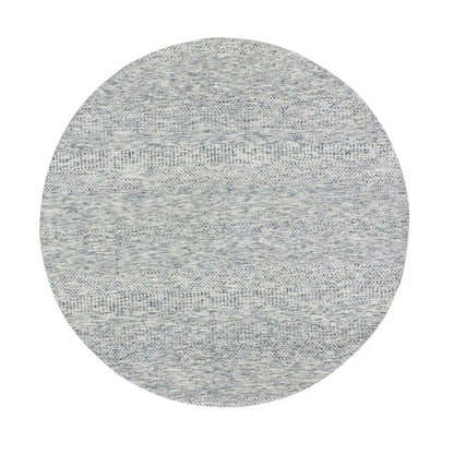 6'X6' Silver Chalice Gray Undyed Wool Grass Design Hand Knotted Round Rug