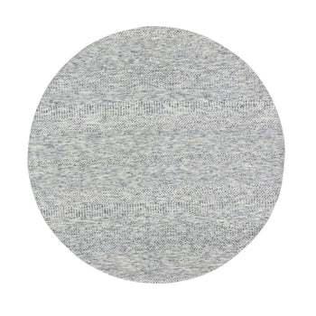 6'X6' Silver Chalice Gray Undyed Wool Grass Design Hand Knotted Round Rug