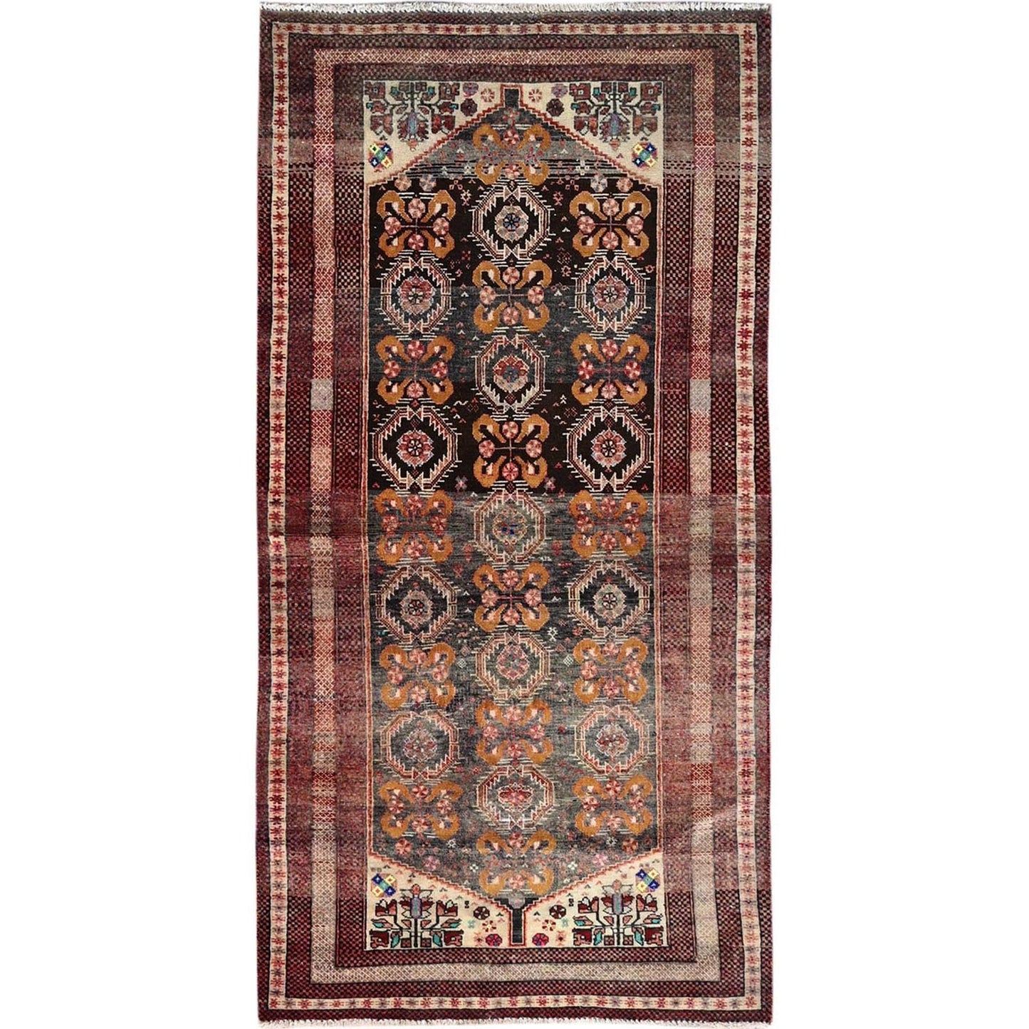 3'3"X6'6" Brown Old Zoroastrian Balooch Clean Pure Wool Hand Knotted Rug