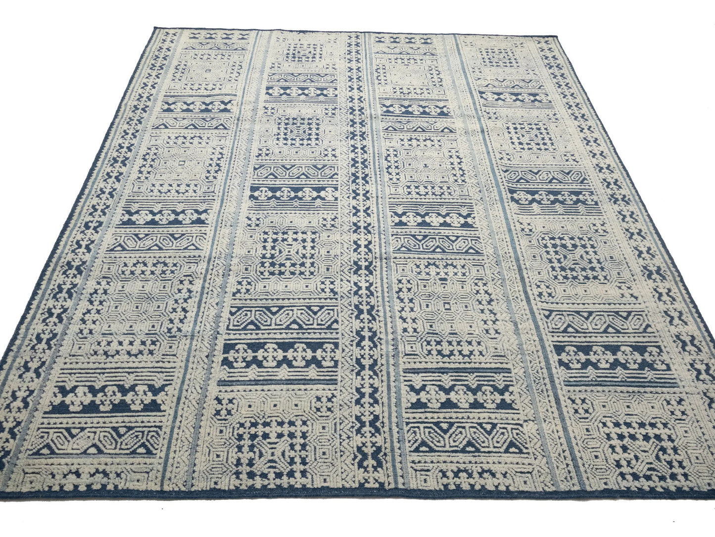 8x10 Large Modern Geometric Oriental Rug Cream High-Low Relief Design Carpet