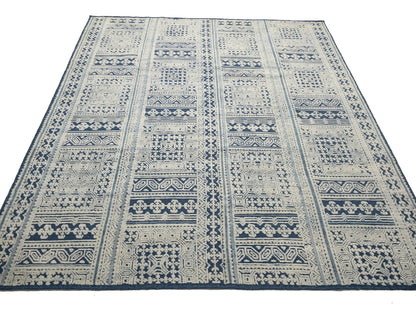 8x10 Large Modern Geometric Oriental Rug Cream High-Low Relief Design Carpet