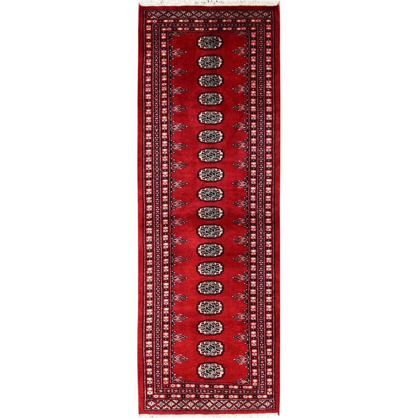 2'6"X8' Red Princess Bokara Tribal Medallions Rug Wool Hand Knotted Runner