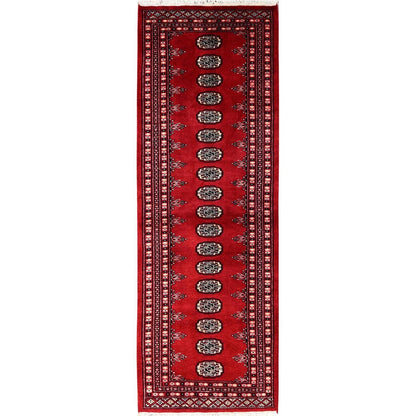 2'6"X8' Red Princess Bokara Tribal Medallions Rug Wool Hand Knotted Runner