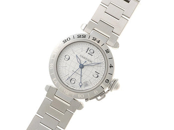 Cartier Pasha C Meridian Gmt Silver Automatic Oh/Polished