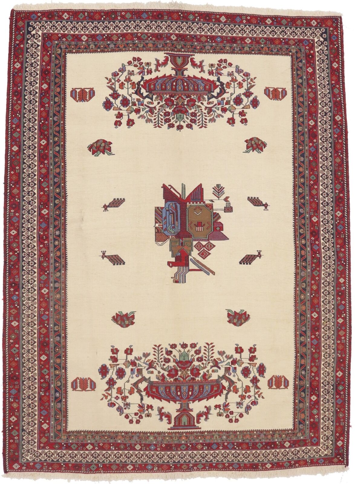 Sumak Pictorial Floral Tribal Style Oriental Rug