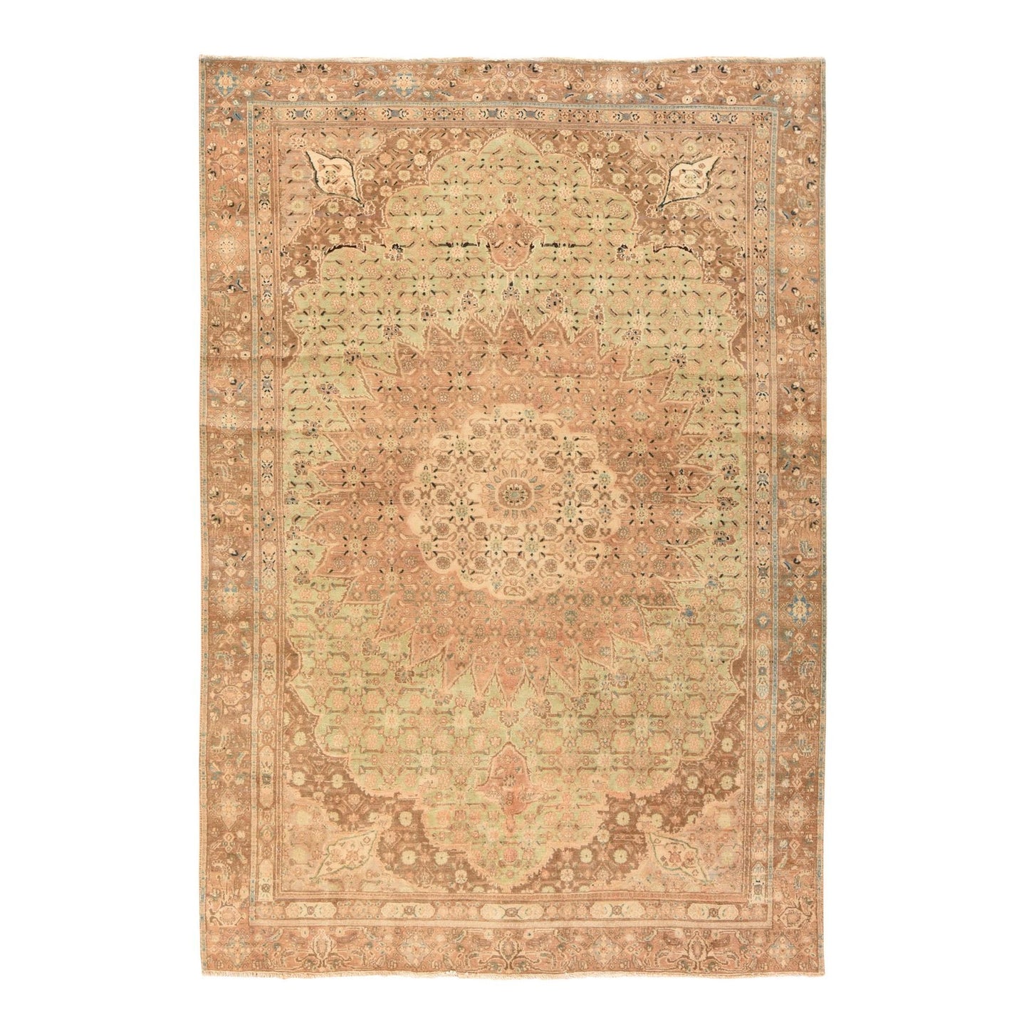 6'4"X9'4" Light Green, Semi Antique Zoroastrian Wool Hand Knotted Rug