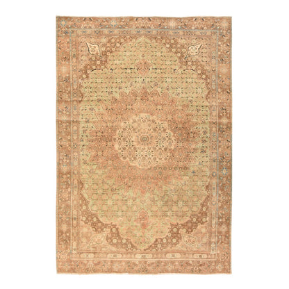 6'4"X9'4" Light Green, Semi Antique Zoroastrian Wool Hand Knotted Rug