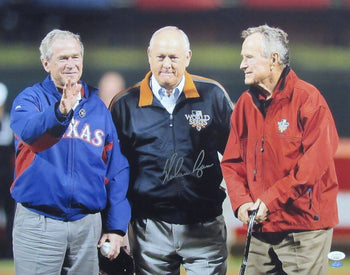 Nolan Ryan Hof Autographed 16X20 Photo W/ George