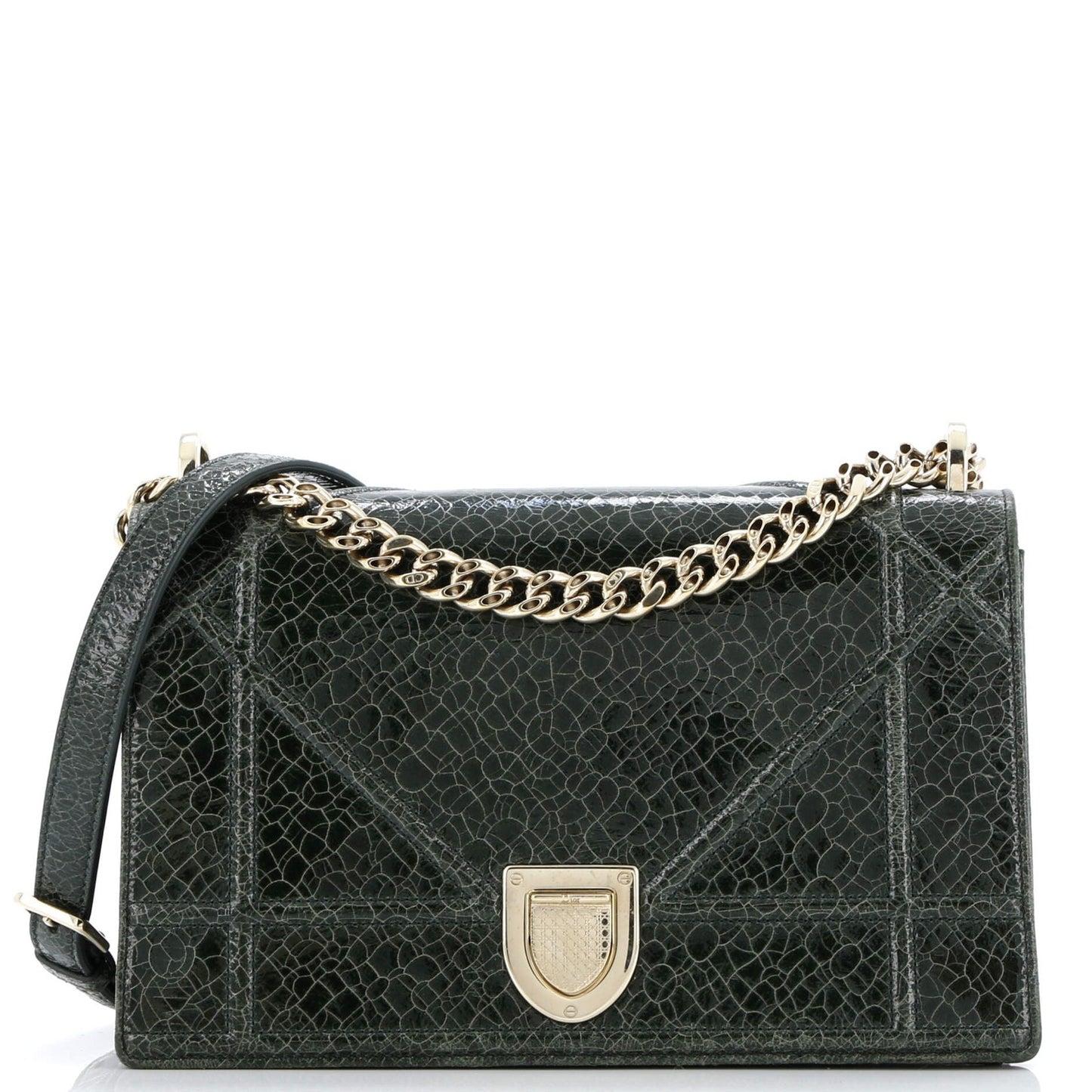 Christian Dior Diorama Flap Bag Crackled Deerskin Medium