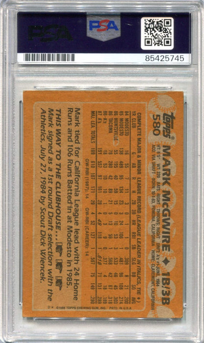 Mark Mcgwire 1988 Topps #580 Psa Authentic Autographed Card