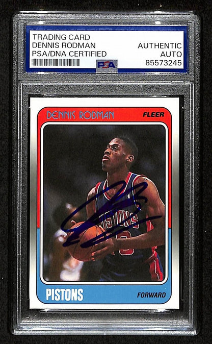 Dennis Rodman Hof Signed/Auto On Card 1988 Fleer Rc Card #43 Psa/Dna 198796