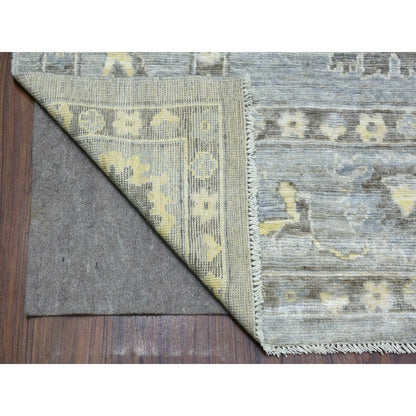 8'X9'10" Hand Knotted Gray Afghan Angora Ushak And Soft Wool Rug