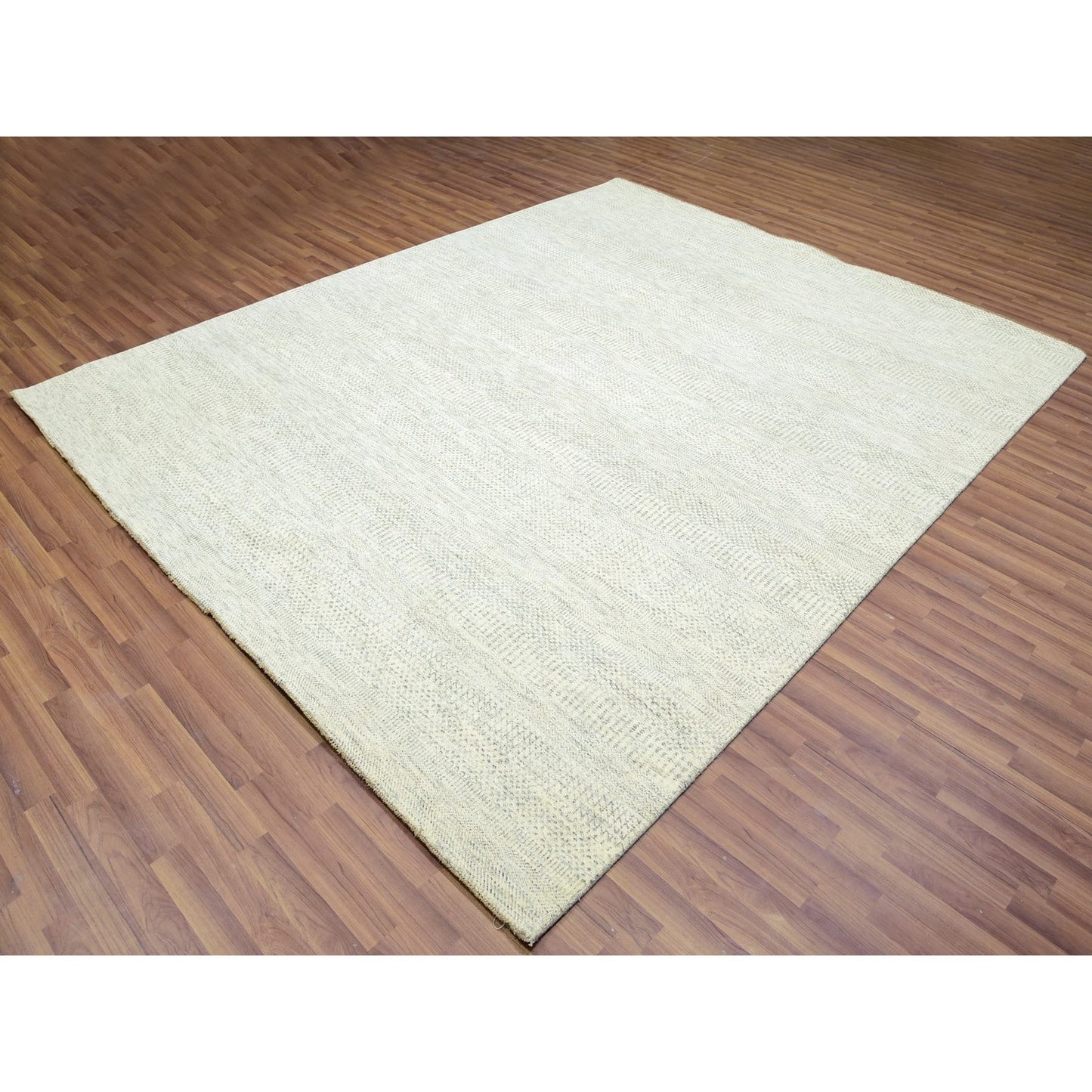 8'X10'1" Classic Gray Hand Knotted Modern Grass Design Wool Plain Rug