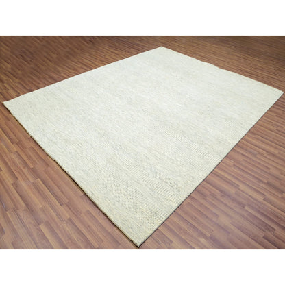 8'X10'1" Classic Gray Hand Knotted Modern Grass Design Wool Plain Rug