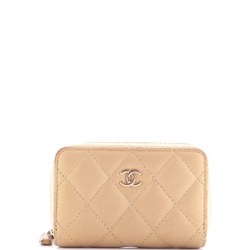 Chanel Cc Zip Card Holder Quilted Lambskin