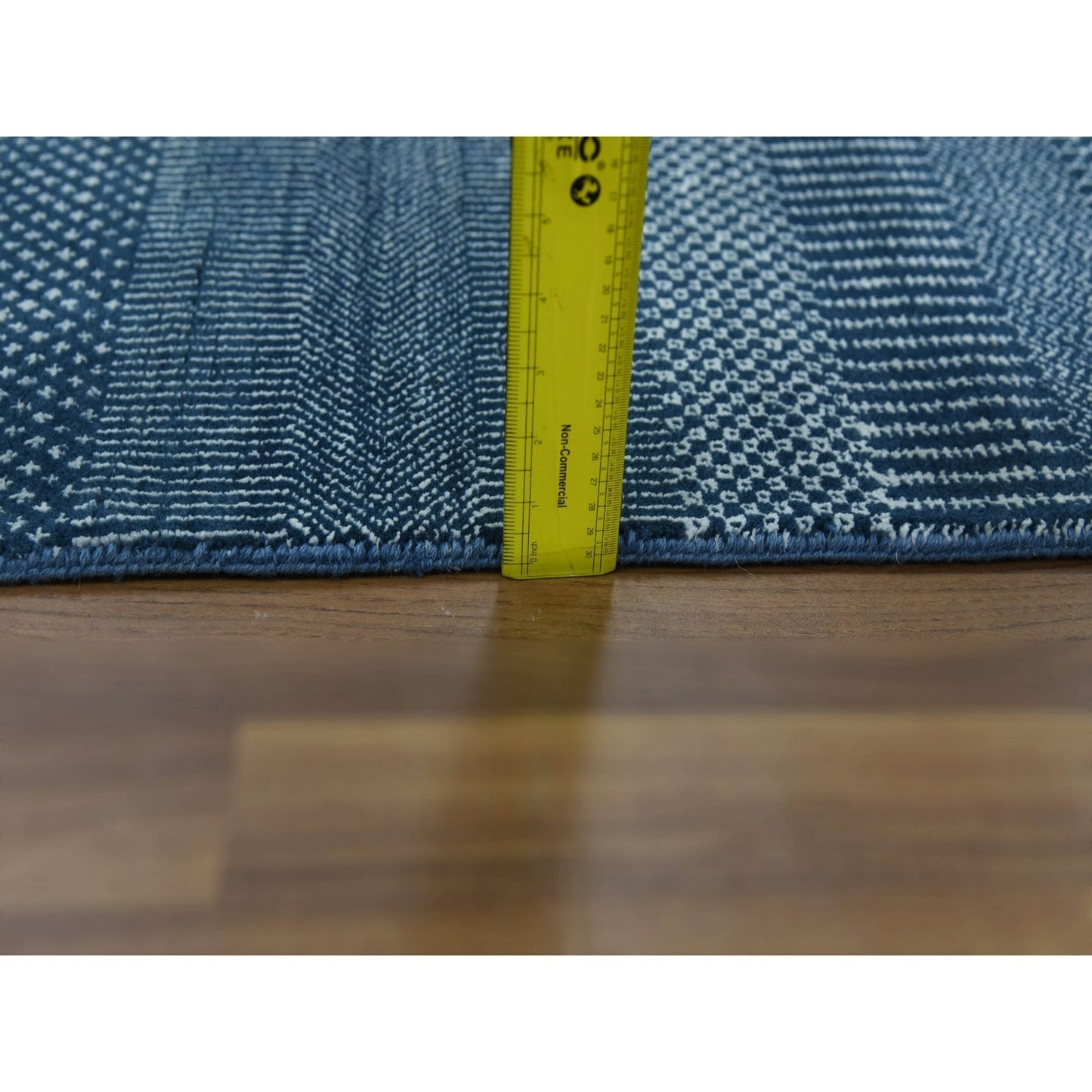 4'1"X6'1" Blue Wool And Silk Hand Knotted Modern Grass Design Gabbeh Rug