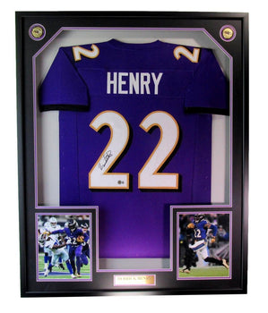 Derrick Henry Signed/Autographed Baltimore Ravens Jersey Framed Beckett 198139