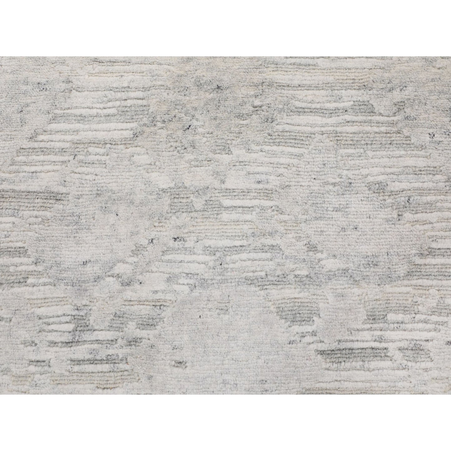 6'X6' Hand Spun Undyed Natural Wool Modern Round Hand Knotted Rug