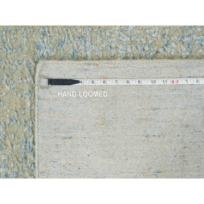 2'6"X12' Gray Modern Jacquard Hand Loomed Wool And Silk Runner Rug