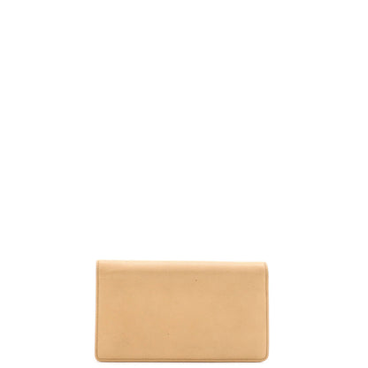 Chanel Cc Button Bi-Fold Wallet Leather Long