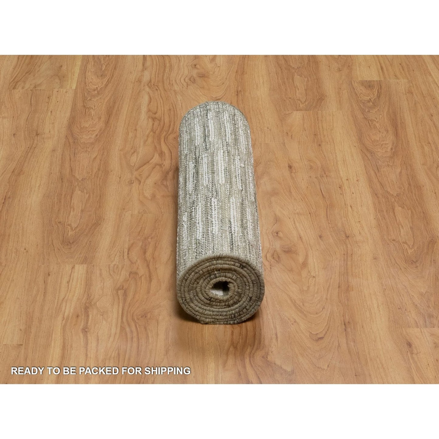 2'6"X10' Ivory Hand Woven Flat Weave Textured Natural Wool Runner Rug