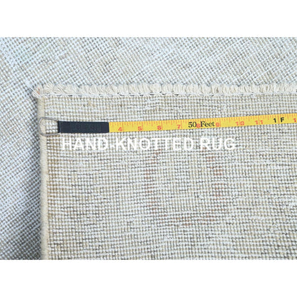 2'1"X5'9" Vista White Cropped Thin Vintage Zoroastrian Tebraz Oriental Rug