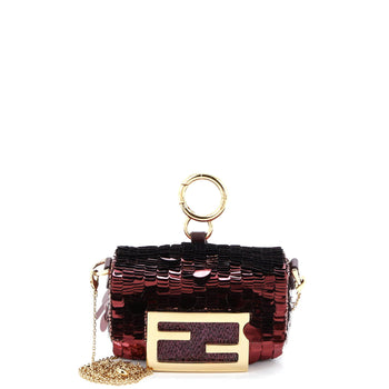 Fendi Chain Baguette Charm Bag Sequins Nano