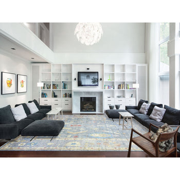 12'X16' Cadet Gray, Wool Hand Knotted, Afghan Angora Oushak Oversized Rug