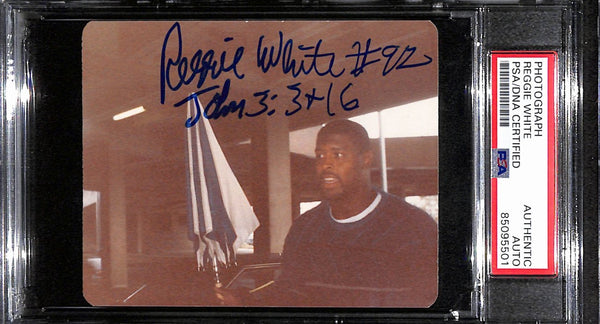 Reggie White Hof Signed/Inscr 3X5 Photo