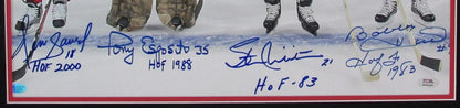 Hull/Mikita/Esposito/Savard Multi-Signed 16X20 Photo Blackhawks Framed Psa/Dna