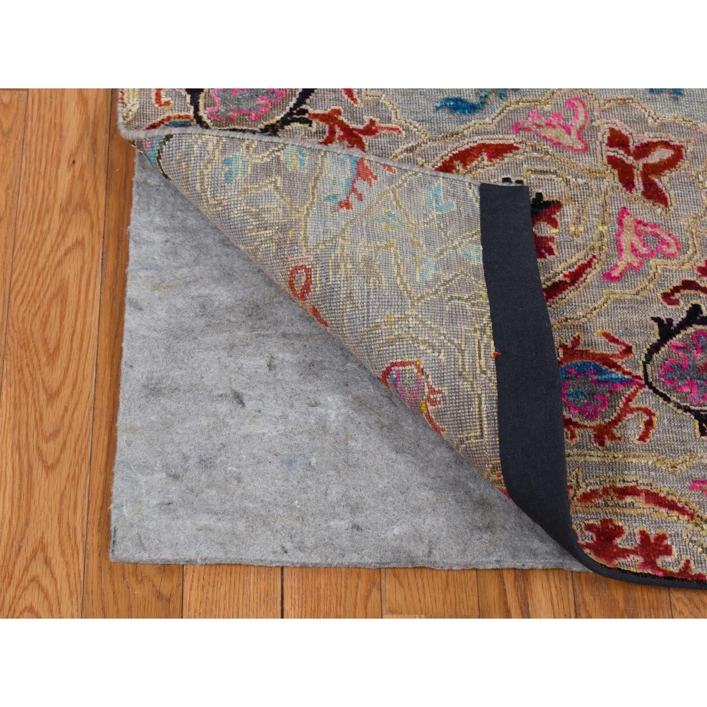 6'X9' Tan Brown Maharaja Design Sari Silk And Wool Hand Knotted Rug