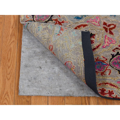 6'X9' Tan Brown Maharaja Design Sari Silk And Wool Hand Knotted Rug