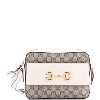 Gucci Horsebit 1955 Flap Pocket Camera Bag Gg Coated Canvas And Leather Small