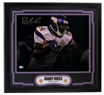 Randy Moss Hof Autographed/Signed Vikings 16X20 Photo Framed Itp Beckett 203226