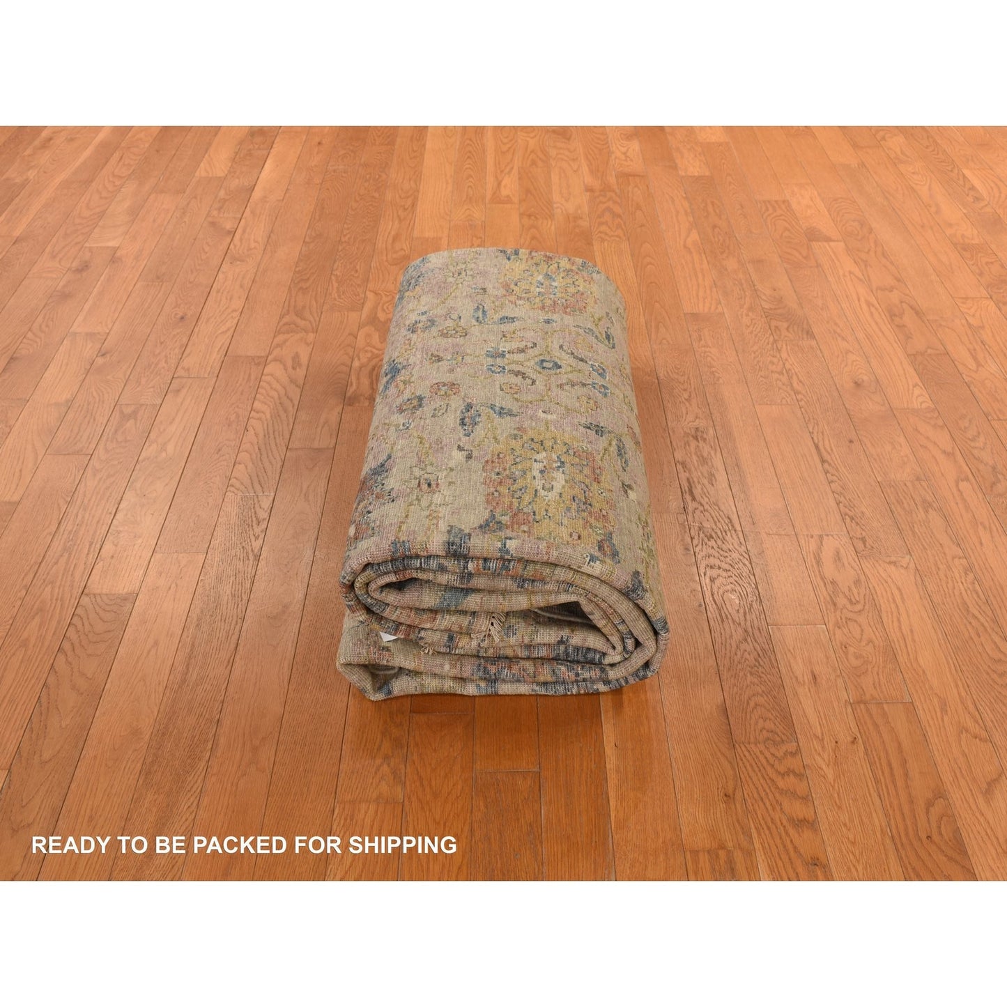 9'X11'9" Beaver Brown Antiqued Ziegler Mahal Design Wool Hand Knotted Rug