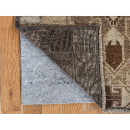 2'5"X8' Tan Color Washed Out Afghan Balooch Wool Hand Knotted Runner Rug