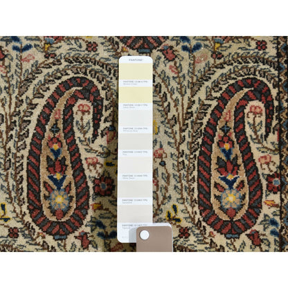 6'3"X8'9" Ivory Antique Good Condition Paisley Design Oriental Rug